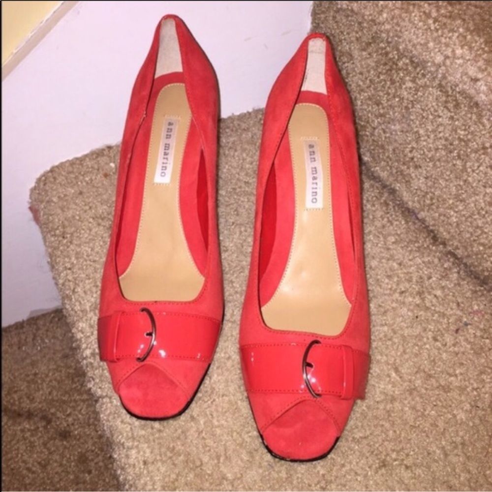 Sueded Peep Toe Pumps